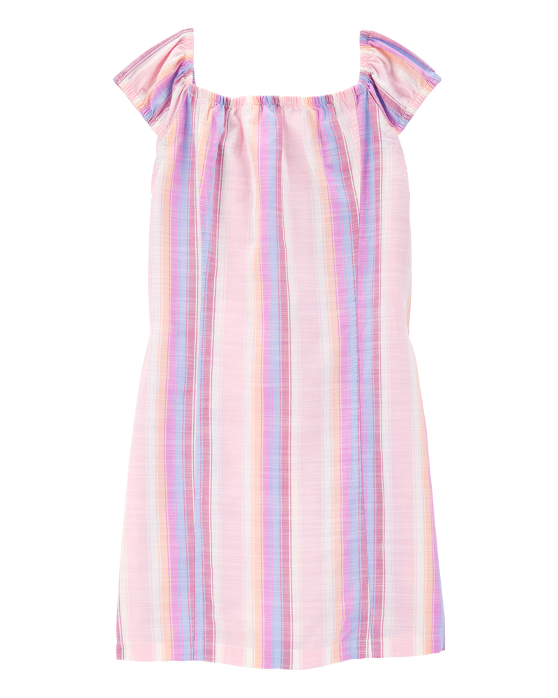 Enfant Robe en popeline rayée - Rose, image 2 sur 4 diapositives