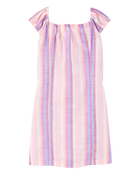 Enfant Robe en popeline rayée - Rose, image 2 sur 4 diapositives