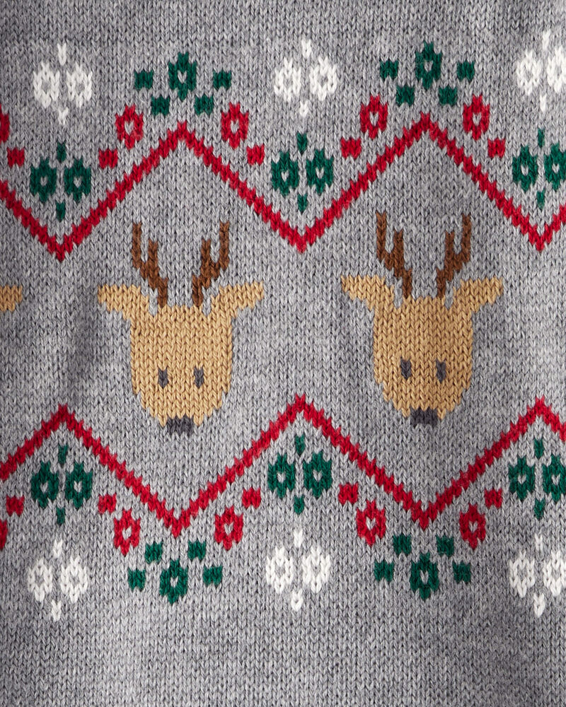 Baby Boy Fair Isle Long-Sleeve Jumpsuit - Grey, image 3 of 4 slides