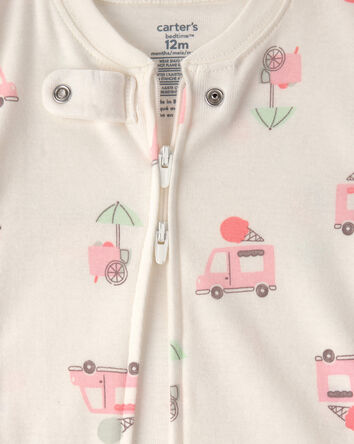 Baby Girl 2-Pack Ice Cream Truck 100% Cotton Snug Fit 1-Piece pyjama - Pink/Ivory, 
