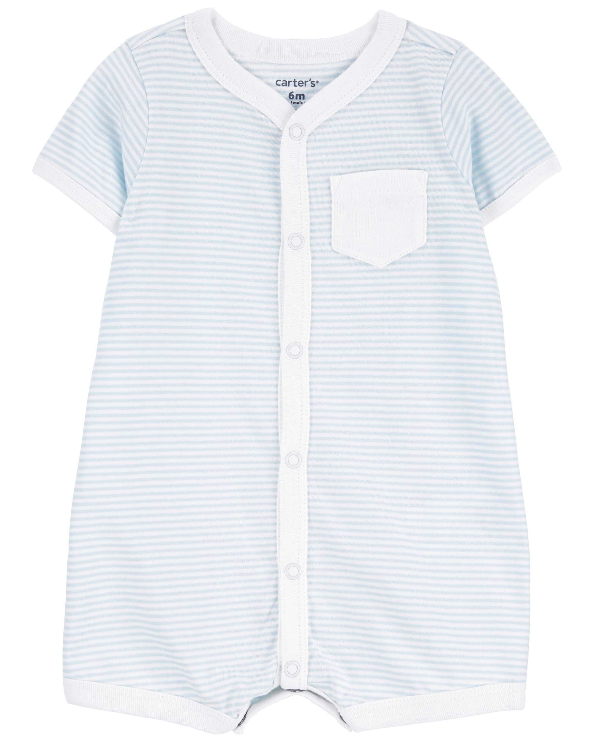 Blue White Striped Snap Up Romper Carter s Oshkosh Canada