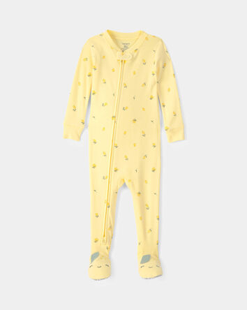 Toddler Lemon 100% Cotton Snug Fit 1-Piece Pyjama Set - Yellow, 
