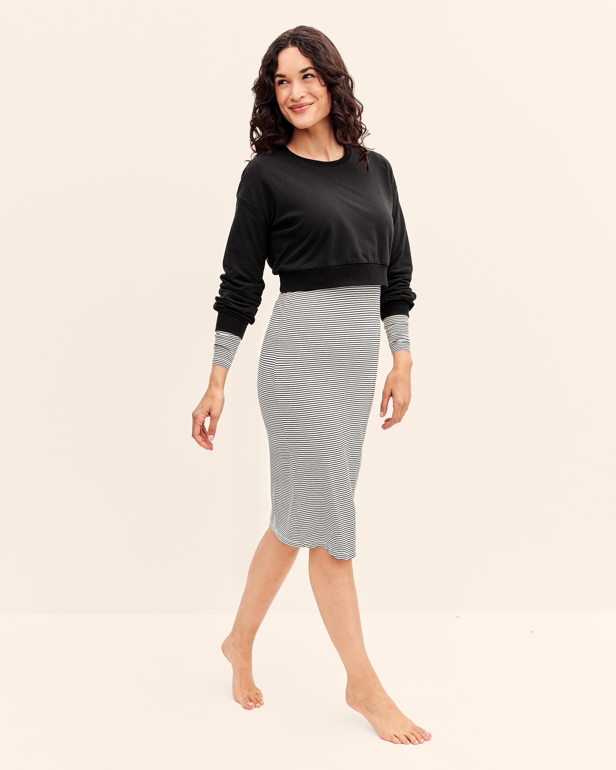 Striped Berry Black Sweet Cream Womens Maternity 2 In 1 Step Out