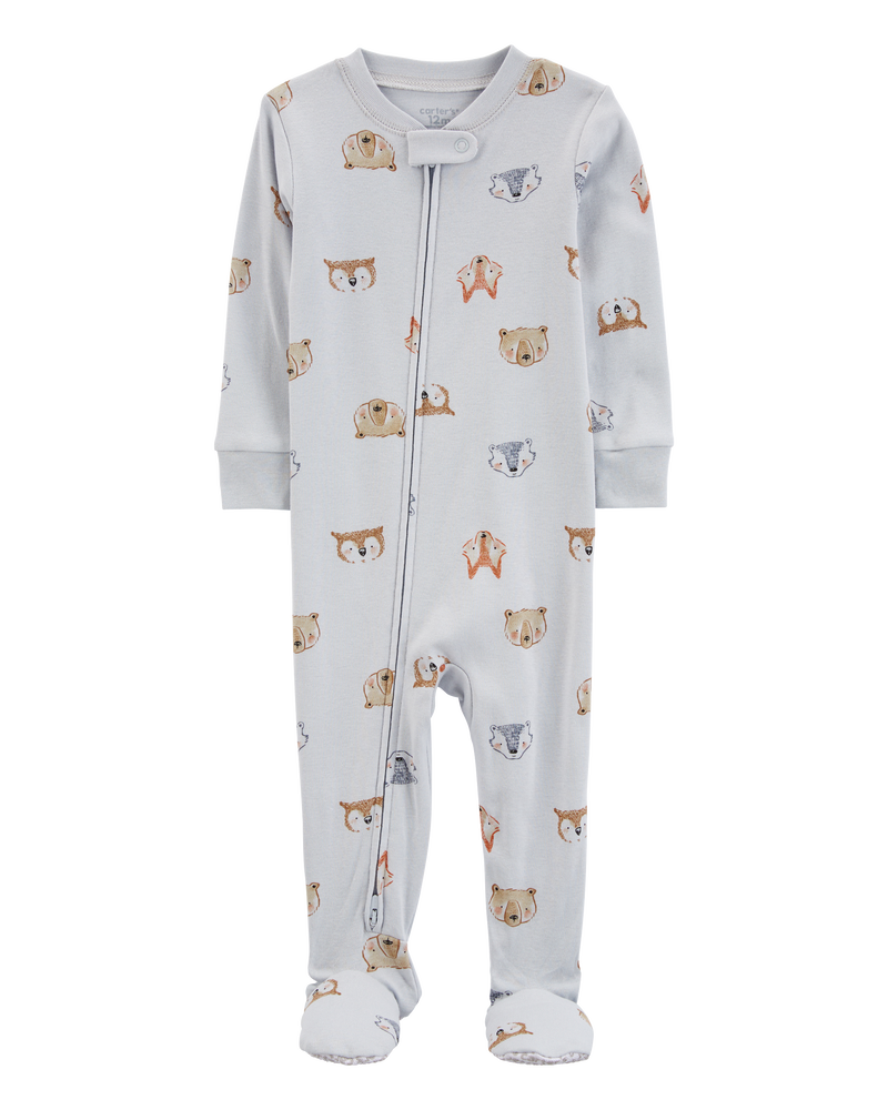 Toddler 1-Piece Animals 100% Snug Fit Cotton Footie Pyjamas, image 1 of 4 slides