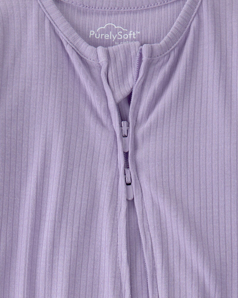 Baby Girl 2-Way Zip PurelySoft Sleeper - Purple, image 2 of 8 slides