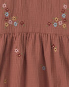 Tout-petit fille - Robe brod&eacute; en gaze de coton biologique, image 4 sur 4 diapositives