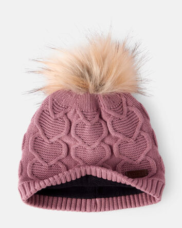 Toddler Girl KOMBI Heart Cable Knit Pompom, 