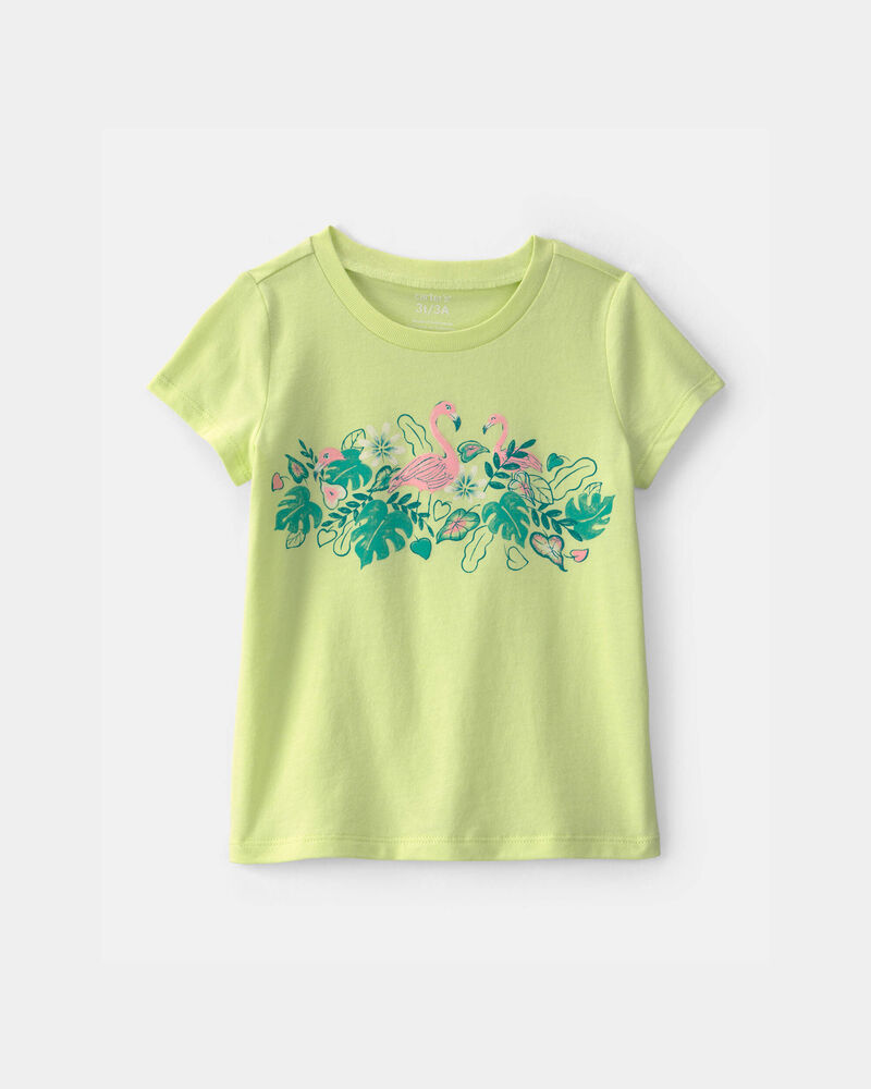 Toddler Girl Flamingo Graphic Tee - Green, image 1 of 3 slides