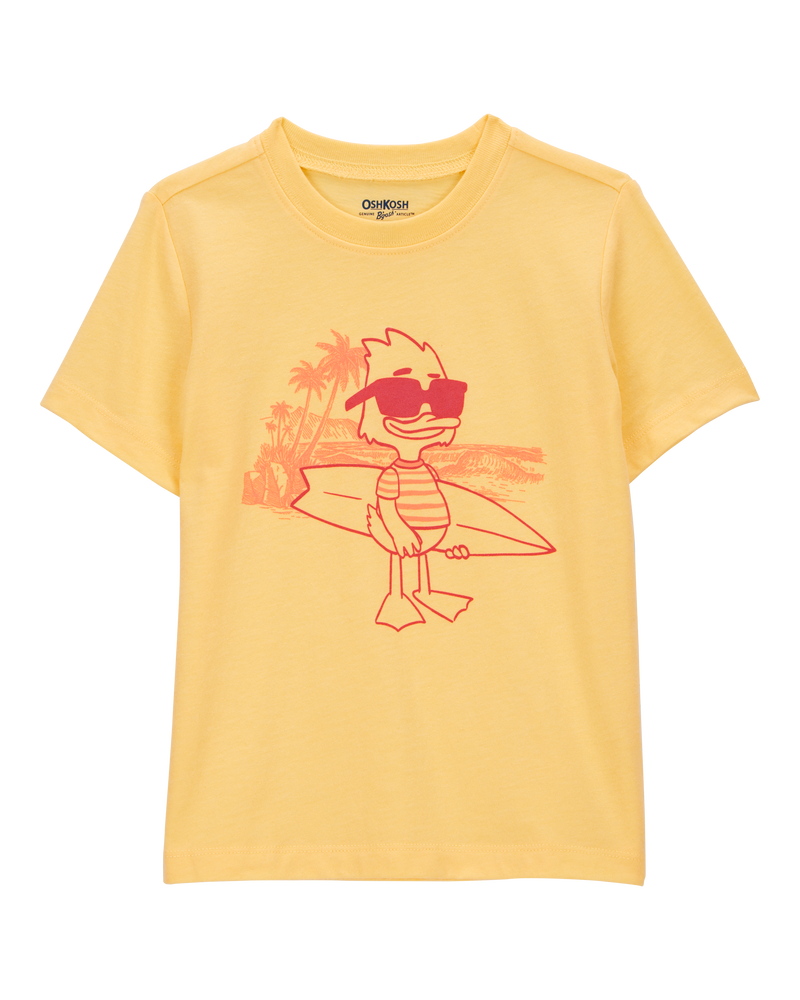 Toddler Cali Sun Surfing Duck Graphic Tee - Yellow, image 1 of 3 slides