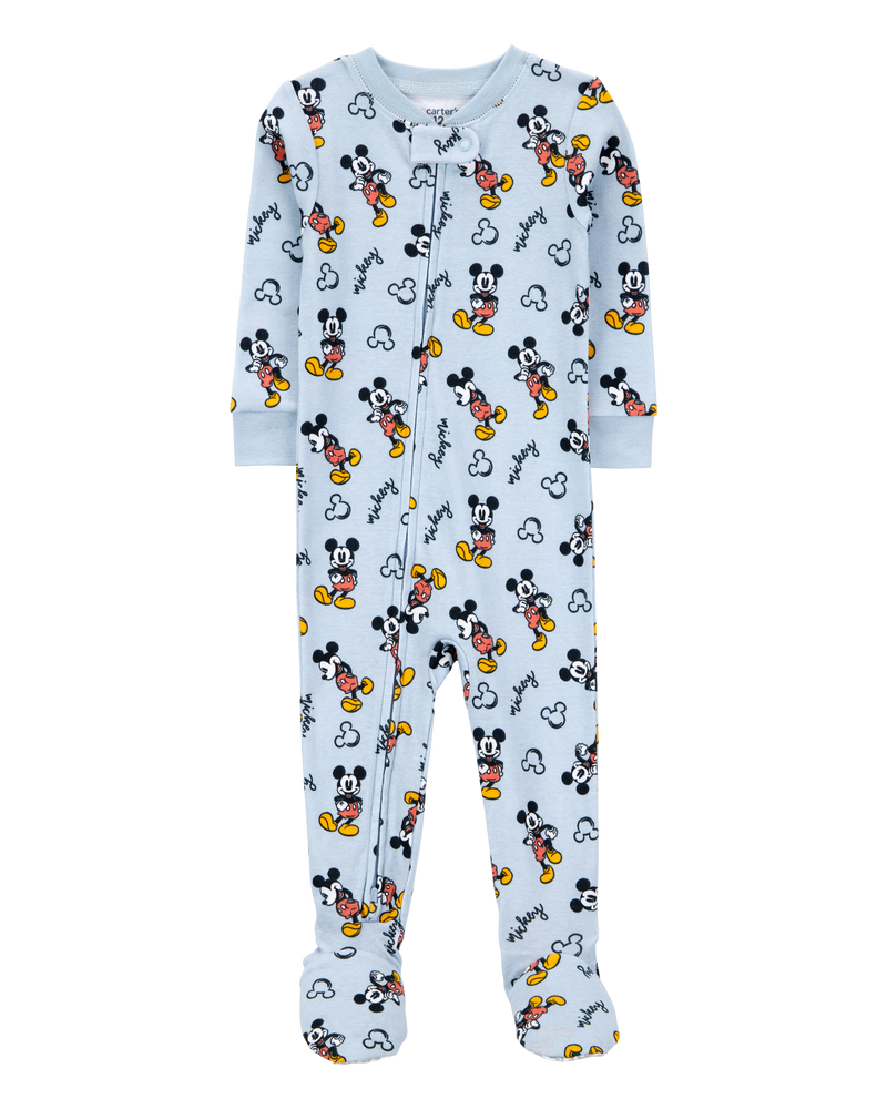 Bébé Pyjama 1 pièce à pieds en coton ajusté imprimé de Disney© Mickey Mouse - Bleu, image 1 sur 3 diapositives
