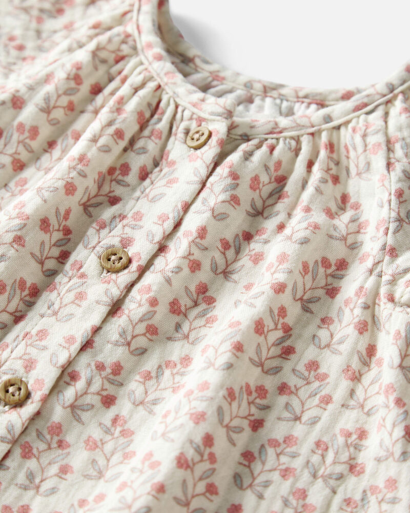 Baby Girl 2-Piece Organic Cotton Gauze Floral-Print Set, image 3 of 5 slides