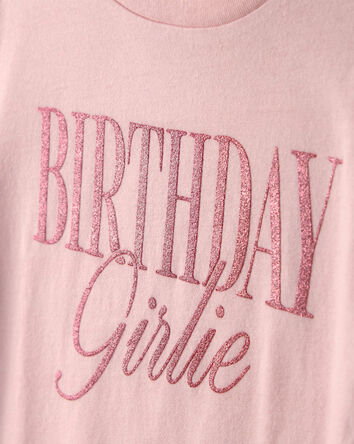 Filles - T-shirt &agrave; imprim&eacute; &laquo;Birthday Girlie&raquo; - Rose, 