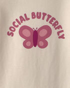 Baby Girl 'Social Butterfly' Long-Sleeve Graphic Bodysuit - Cream, image 2 of 3 slides