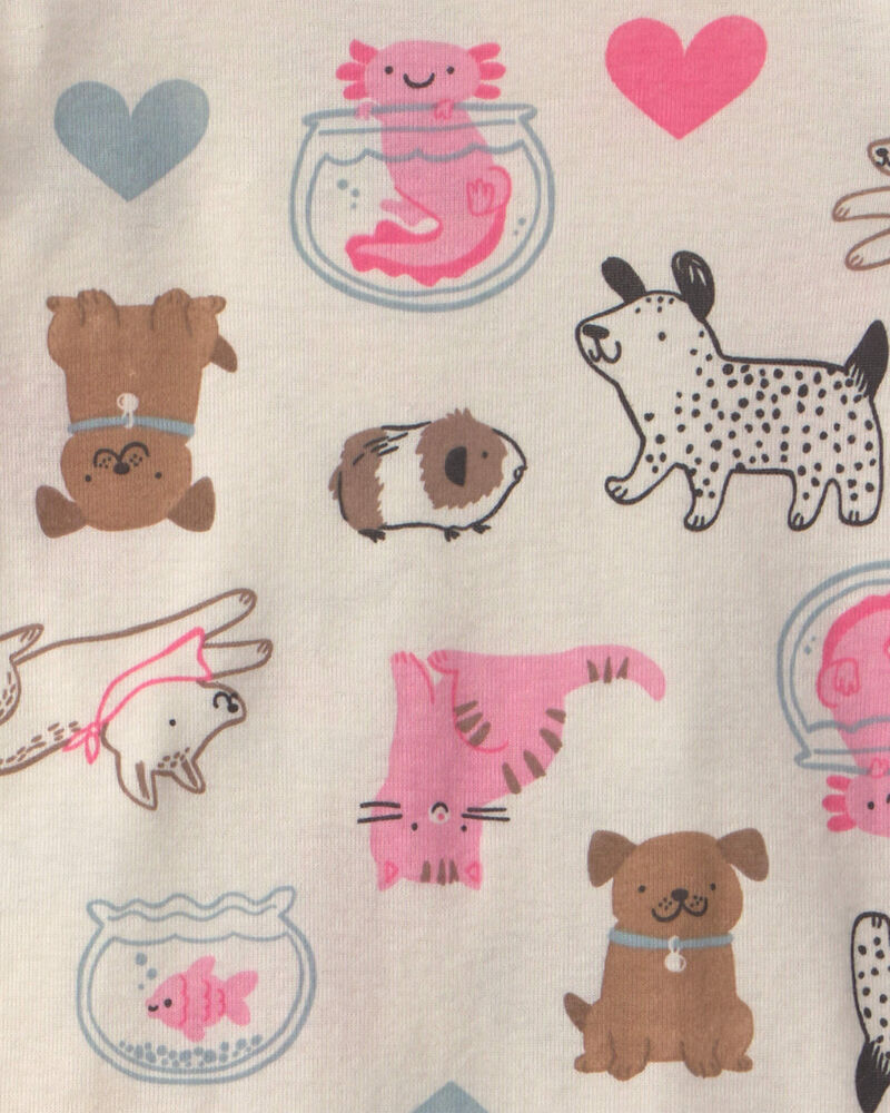 B&eacute;b&eacute; fille - Pyjama ajust&eacute; 4 pi&egrave;ces en 100 % coton &agrave; motif animaux domestiques &ndash; Rose/Cr&egrave;me, image 3 sur 3 diapositives