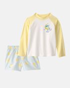 Toddler Boy 2-Piece Lemon Rashguard & Swim Trunk Set - Yellow/Blue/White, image 1 of 7 slides