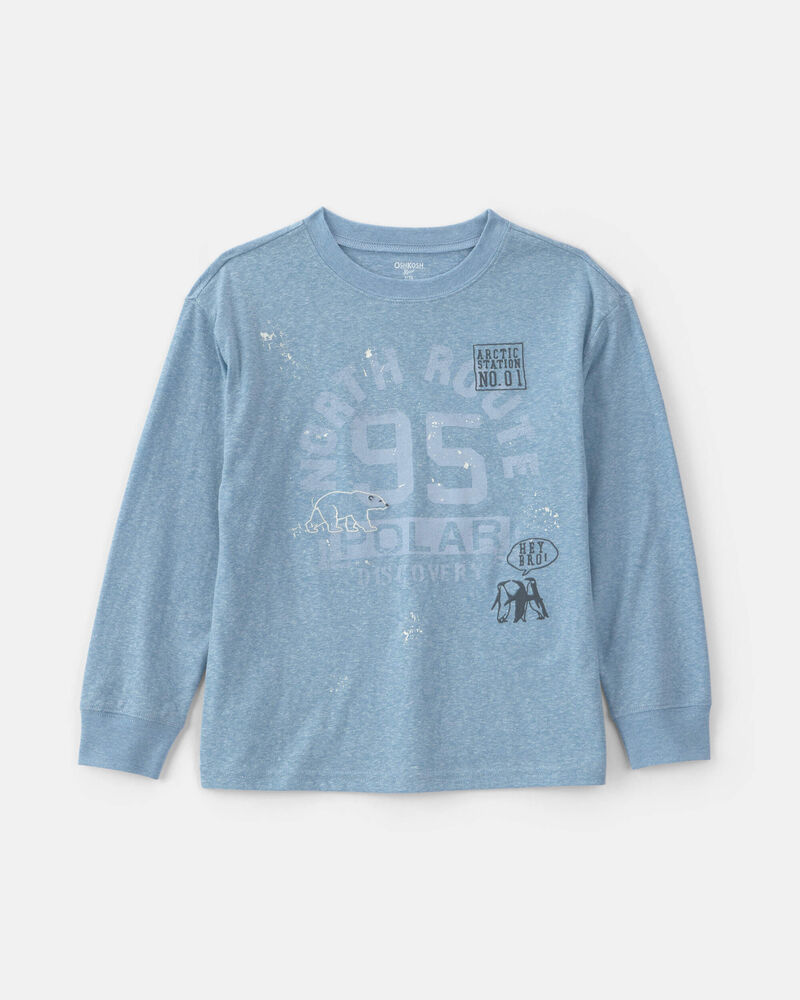 Boys Polar Long-Sleeve Graphic Tee - Blue, image 1 of 3 slides