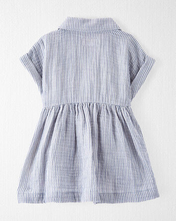 Organic Cotton Striped Button-Front Dress, 