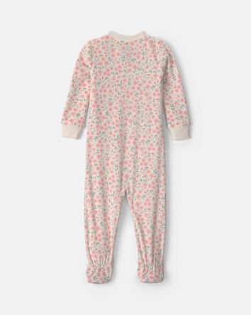 Toute-petit fille - Pyjama ajust&eacute; 1 pi&egrave;ce &agrave; pieds en DreamPlush &agrave; motif floral &ndash; Cr&egrave;me, 