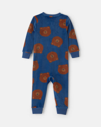 Baby Boy 1-Piece Bear 2-Way Zip DreamPlush Snug Fit Pyjama - Navy Blue, 