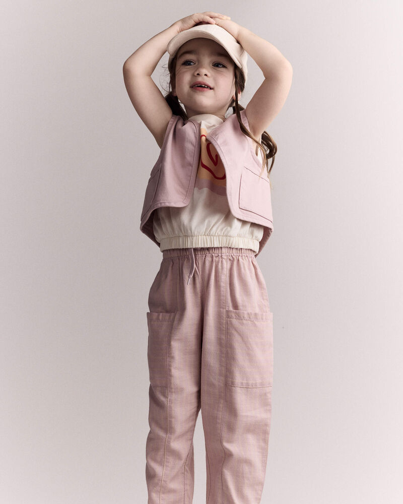 Toddler Girl Cropped Vest with Otter Pockets - Rose, image 3 of 6 slides