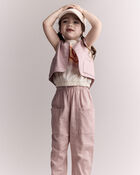 Toddler Girl Cropped Vest with Otter Pockets - Rose, image 3 of 6 slides