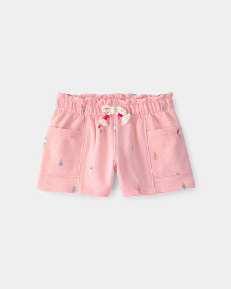 Baby Girl Ice Cream French Terry Shorts - Pink, image 1 of 4 slides