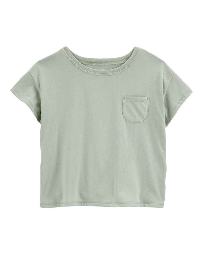 Kid Solid Short-Sleeve Fashion Top - Green, image 1 of 3 slides