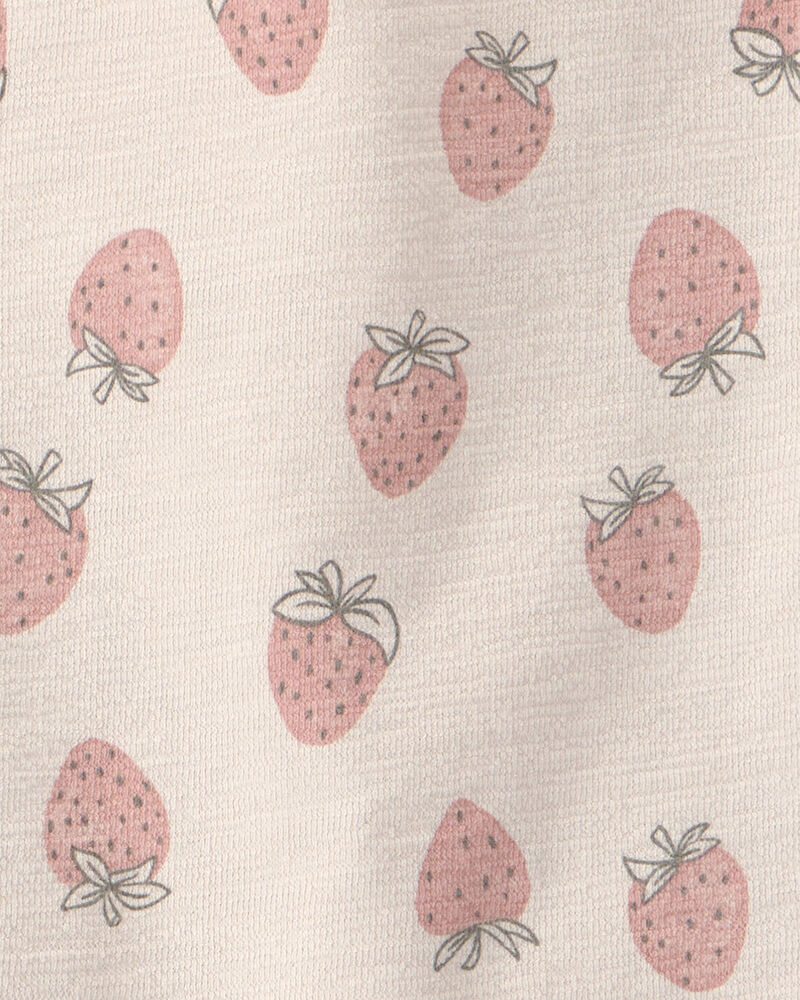 Girls 2-Piece Top & Short Set Made with Organic Cotton in Strawberry Print, image 4 of 6 slides