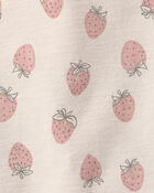 Girls 2-Piece Top & Short Set Made with Organic Cotton in Strawberry Print, image 4 of 6 slides
