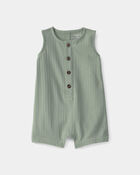 Baby Boy Solid Sleeveless Romper - Green, image 1 of 3 slides