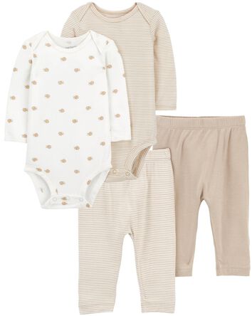 Baby 4-Piece PurelySoft Long-Sleeve Bodysuits & Pants Set, 