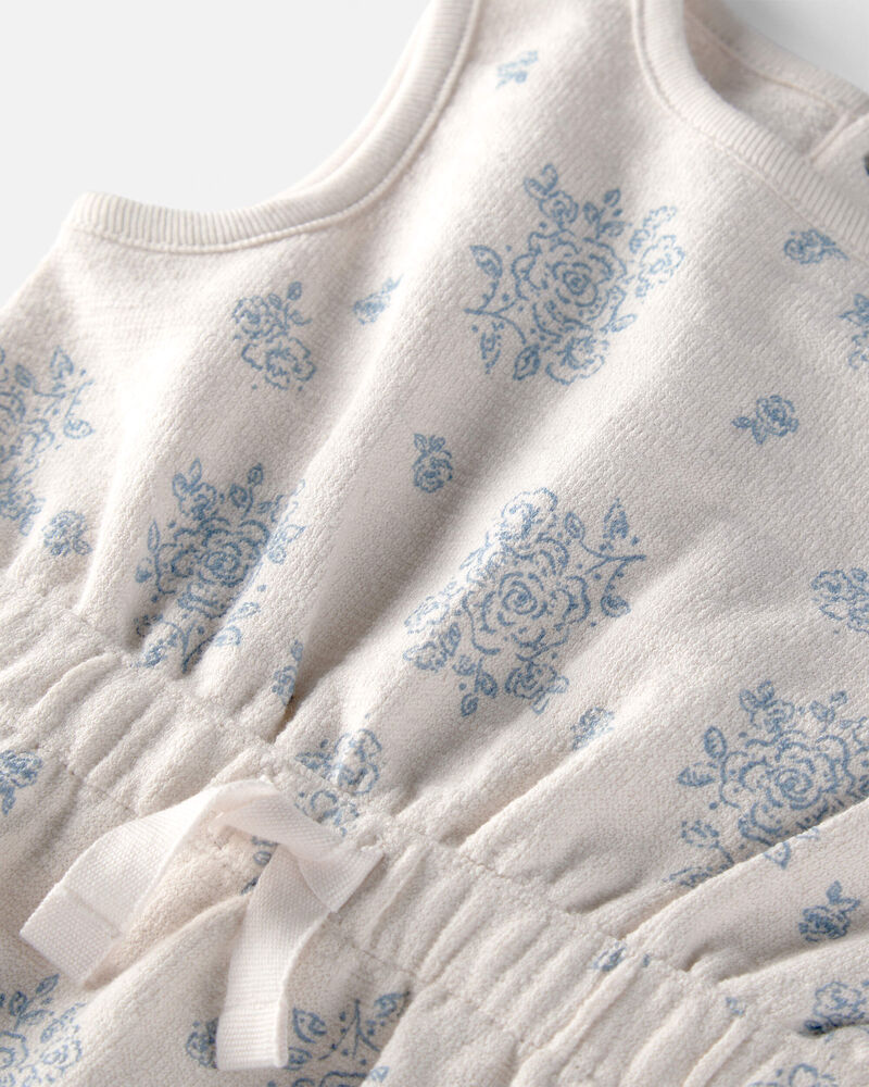 Baby Girl Organic Cotton Romper in Blue Floral, image 2 of 4 slides