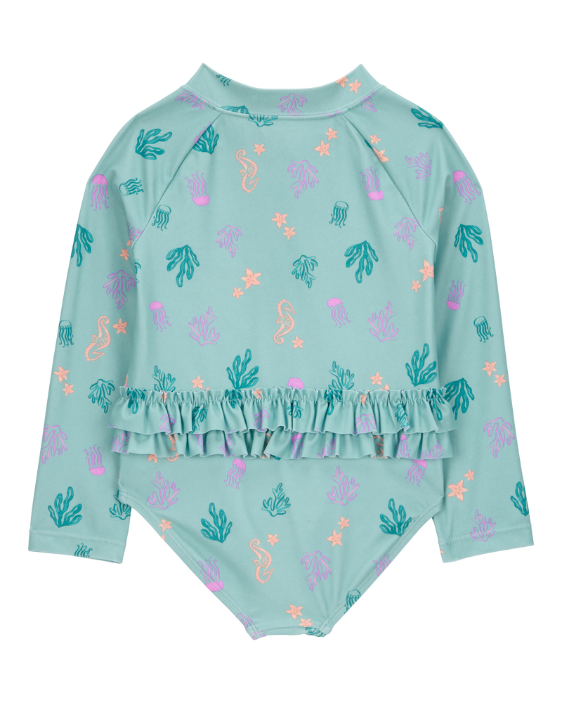 Toddler 1-Piece Coral Print Rashguard, image 2 of 4 slides