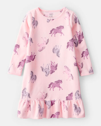 Girls Unicorn Fleece Loose Fit Night Gown - Pink, 