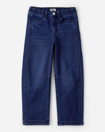 Girls Dark Wash Denim Barrel Jeans - Blue, 
