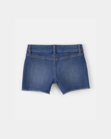 Girls Heart Pocket Denim Shorts - Dark Wash, 