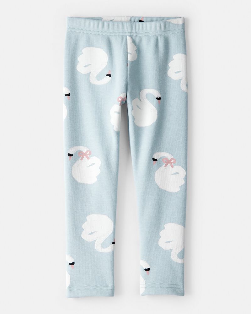 Toddler Girl Swan Pull-On Stretch Cozy Leggings - Blue, image 1 of 4 slides
