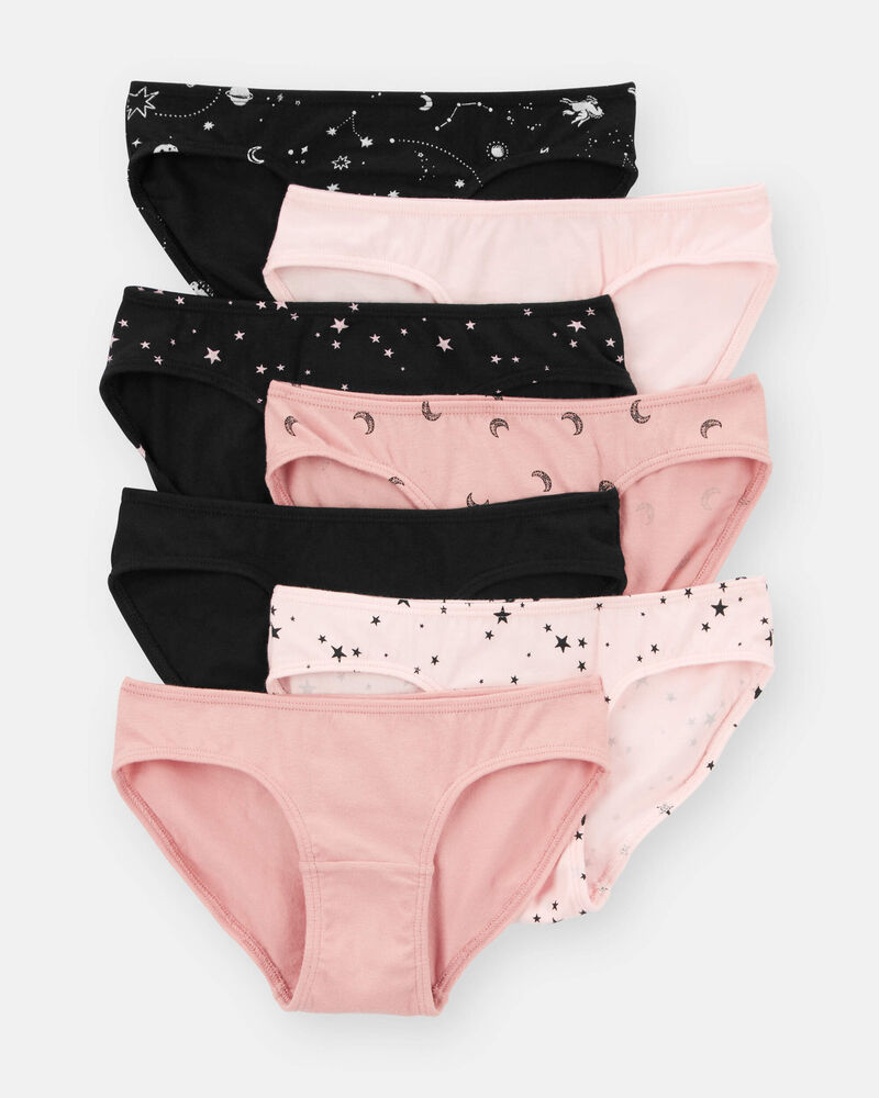 Enfant Emballage de 7 culottes bikini en coton extensible à motifs d’étoiles, image 2 sur 3 diapositives