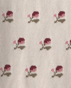 Filles - Chandail en tricot de coton biologique &agrave; motif jacquard floral, image 4 sur 4 diapositives