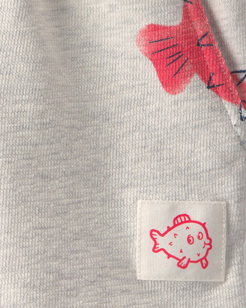 Tout-petit gar&ccedil;on - Short en jersey bouclette &agrave; motif poissons-globes - Gris/Rouge, image 3 sur 3 diapositives