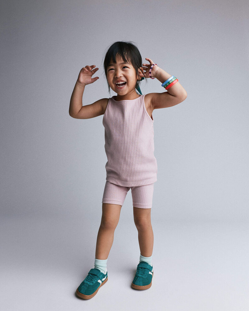 Toddler Girl Ribbed Playtime Tank - Rose, image 1 of 5 slides