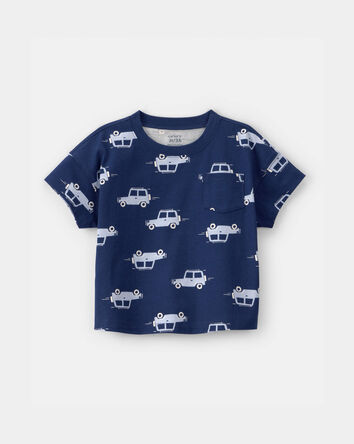 Tout-petit gar&ccedil;on - T-shirt &agrave; poche &agrave; motif de voiture - Bleu, 