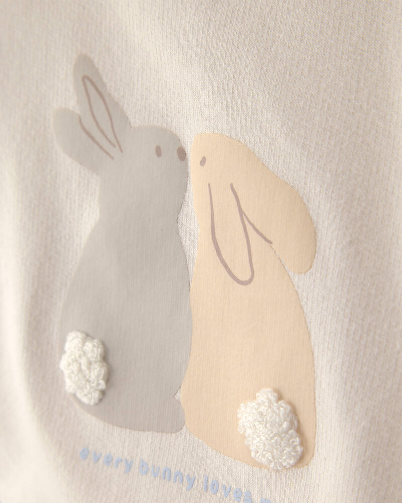 Baby 2-Piece Easter Bunny French Terry Tee & Pant Set - Cream, image 3 of 6 slides