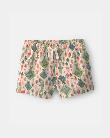 Baby Boy Fish Linen Shorts - Beige, 
