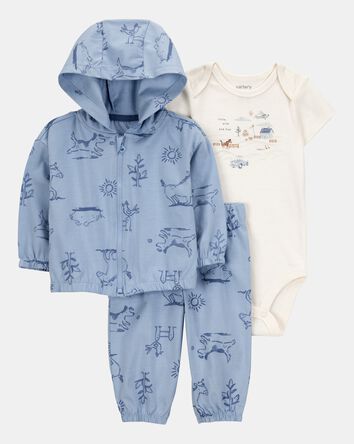 B&eacute;b&eacute; Ensemble 3 pi&egrave;ces cardigan Little &agrave; chien, 