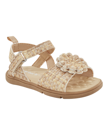  Every Step® First Walker Woven Flower Accent Sandals - Beige, 