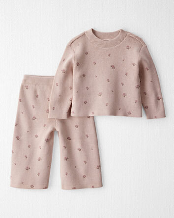 Baby Girl 2-Piece Organic Cotton Sweater Knit Top & Pant Set, 