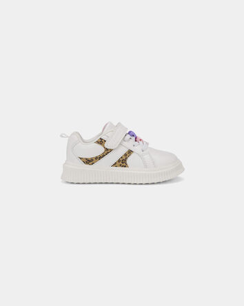 Toddler Girl Leopard Charm Sneakers - White, 