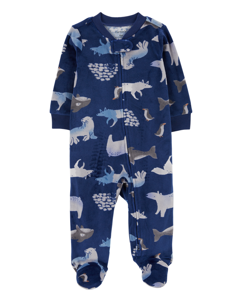 Baby Boys Baby Arctic Animals Zip Up Fleece Sleeper Pyjamas 6M Carter s