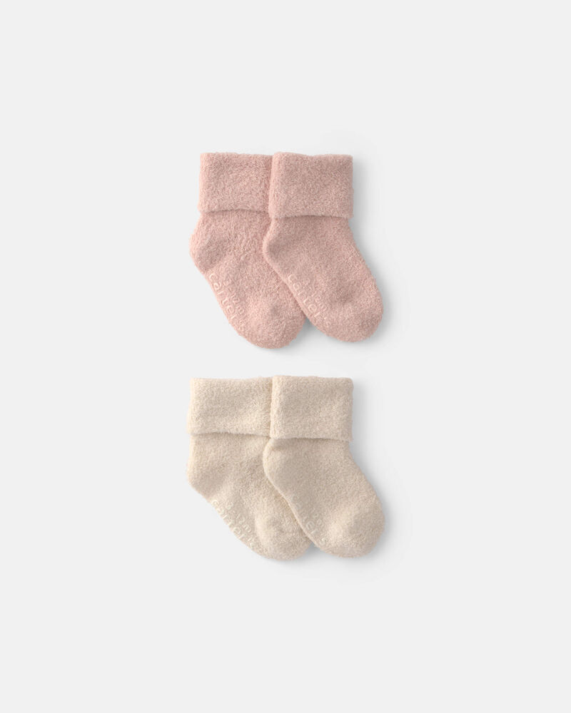 B&eacute;b&eacute; fille - Emballage 4 paires de chaussons pour b&eacute;b&eacute; - Rose/Ivoire, image 1 sur 1 diapositives